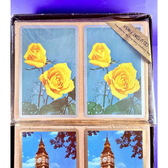 RARE VTG Congress Playing Cards Cel-U-Tone Triple Deck Canasta London Roses - Picture 4 of 12